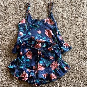 Floral satin top shop pajamas